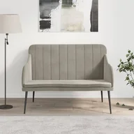 Ławki do przedpokoju - vidaXL Ławka, jasnoszara, 110x76x80 cm, obita aksamitem - miniaturka - grafika 1