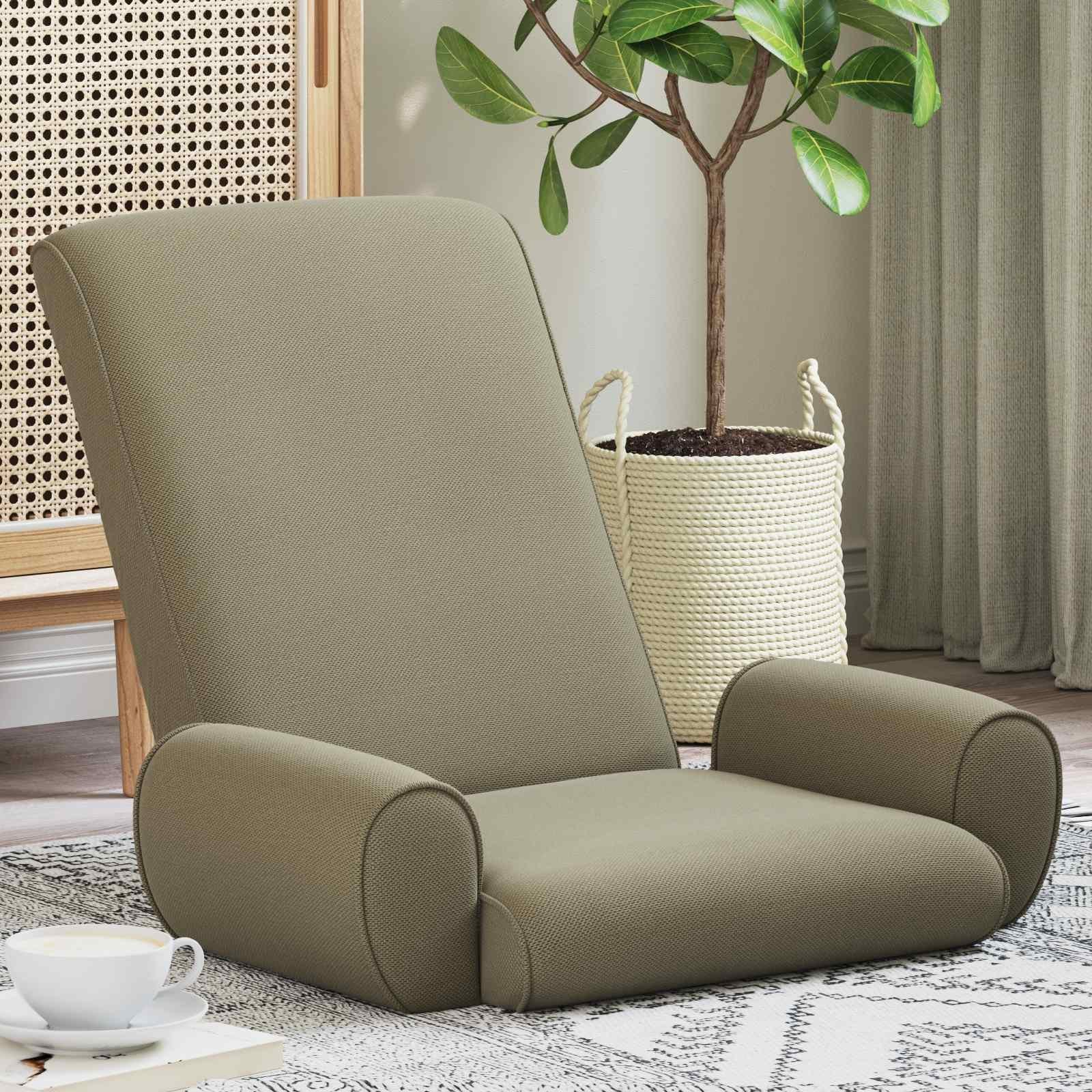 vidaXL vidaXL Krzesło na podłogę Khaki 68 x 51 x 56 cm Strukturalny aksamit
