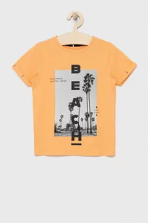 Koszulki dla dziewczynek - Name it t-shirt bawełniany dziecięcy kolor pomarańczowy z nadrukiem - - grafika 1