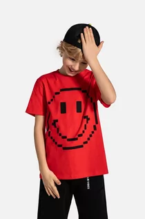 Koszulki dla chłopców - Coccodrillo t-shirt bawełniany dziecięcy kolor czerwony z nadrukiem - grafika 1