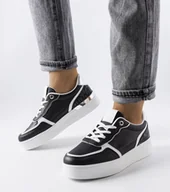Botki damskie - Czarne sneakersy na platformie Tooele-37 - miniaturka - grafika 1