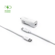 Ładowarki samochodowe - Zasilacz samochodowy FIXED USB-C PD 18W + USB-C kabel 1m FIXCC18-CC-WH) Biały - miniaturka - grafika 1