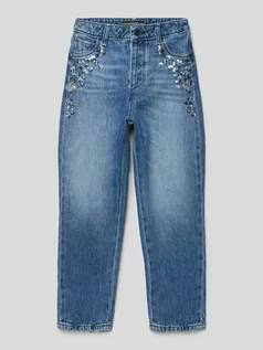 Spodnie i spodenki dla dziewczynek - Jeansy o kroju mum fit z cekinowym obszyciem model ‘MINIME’ - grafika 1