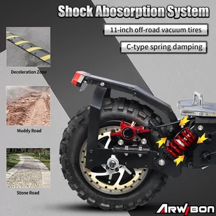 ARWIBON Q06 Pro Electric Scooter 11 inch Off-road Tire 60V 2800W Dual Motor 55-75km/h Max Speed 27Ah Battery 50-70kmRang - Hulajnogi elektryczne - miniaturka - grafika 5