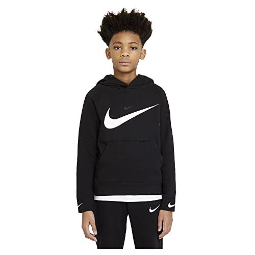 Nike Chłopięca bluza B Nsw Flc Swoosh Hooded Po czarny/(biały). 8 lat