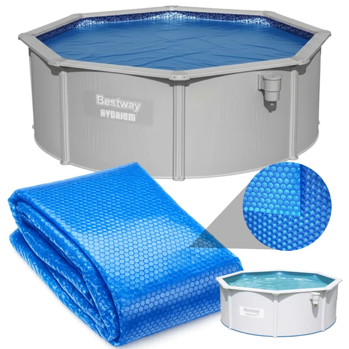 Bestway mata fola solarna gruba pokrywa termiczna basenu  hydrium 360x120cm