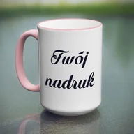 Kubki - Duży kubek XXL z różowym uszkiem z Twoim nadrukiem - miniaturka - grafika 1