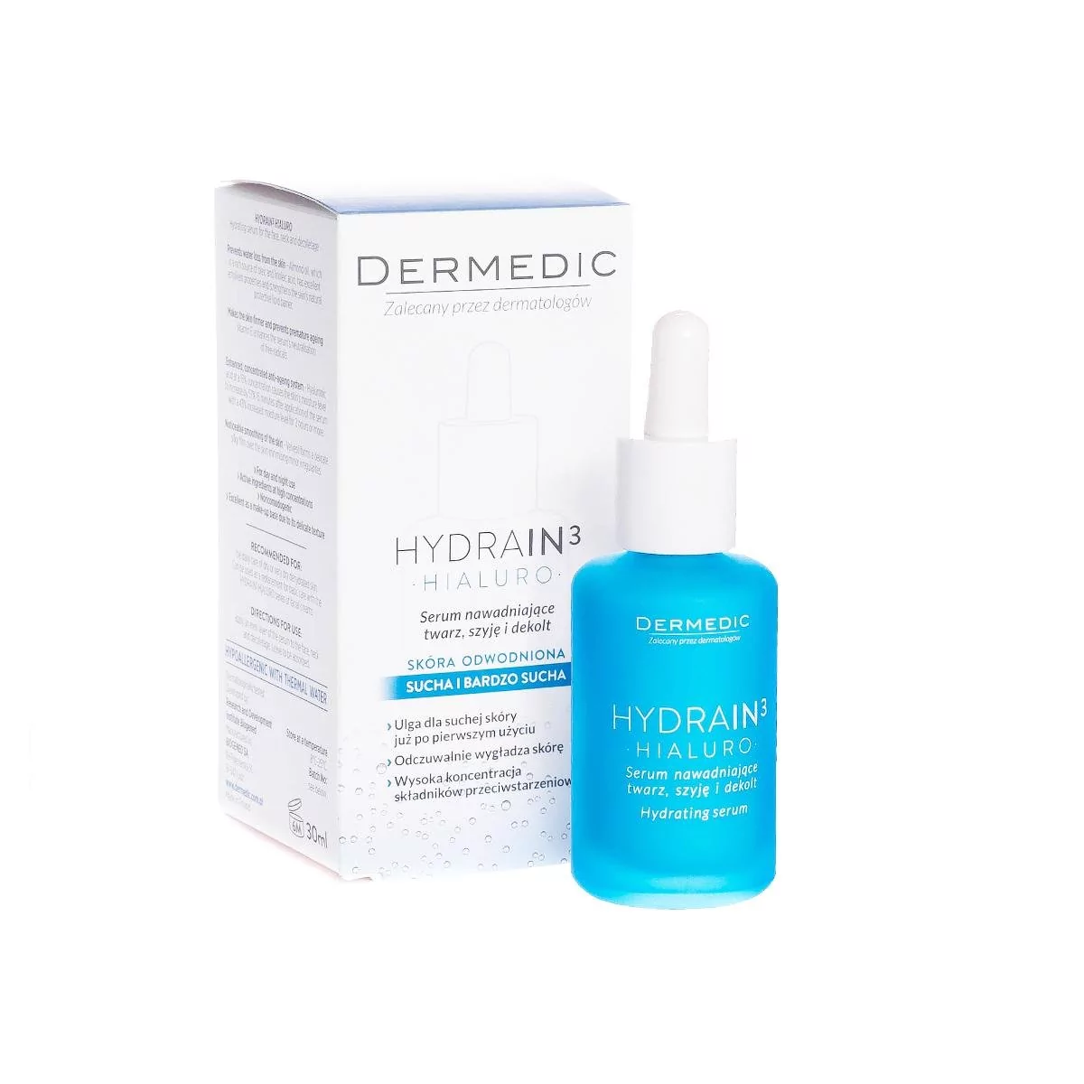 Dermedic HYDRAIN 3 Hialuro nawilżające serum do twarzy do skóry suchej i bardzo suchej 30ml