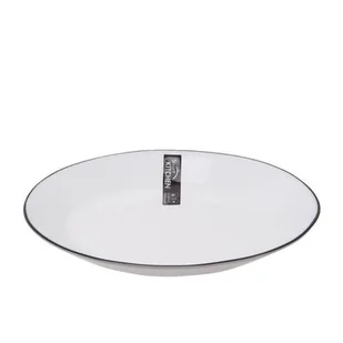 Talerz deserowy Moonlight black 18 cm z czarną obwódką biały - Talerze - miniaturka - grafika 1