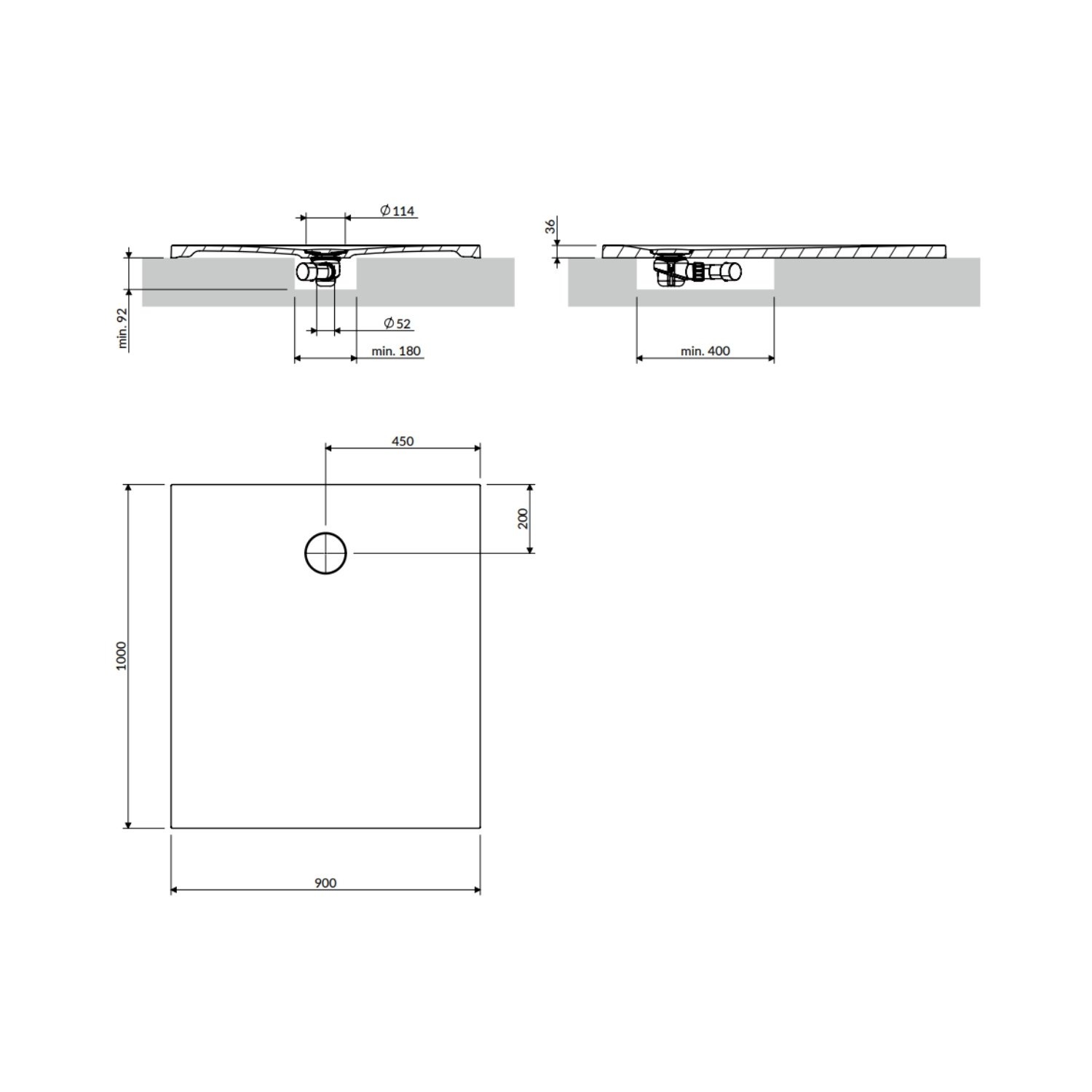Omnires Aquarock M+ Brodzik prostokątny 100x90 cm black lava mat AQUAROCK90-100BLV
