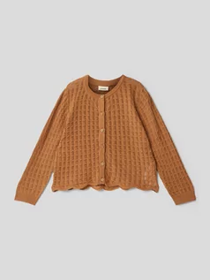 Swetry dla dziewczynek - Kurtka z dzianiny z ażurowym wzorem na całej powierzchni - grafika 1