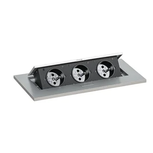 Stół INVITATION 2400 x 1200 x 740, biały + 2x port blatowy TYP I, srebrny - Stoły i stoliki do biura - miniaturka - grafika 3