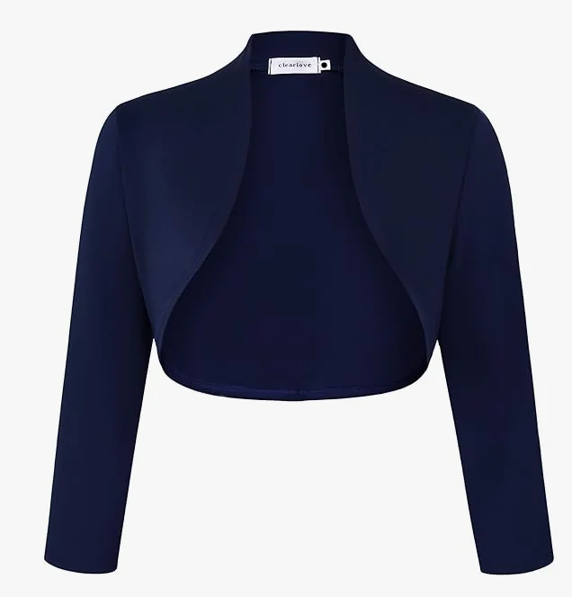 Damskie bolerko eleganckie rękaw 3/4 do sukienki granatowe r. L Clearlove