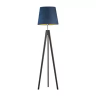 Lampy stojące - Lampa Stojąca, Podłogowa Typu Drewniany Tripod Aruba Velur, Granatowy Ze Złotym Wnętrzem - miniaturka - grafika 1