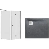 Kabiny prysznicowe - Zestaw Roca Capital kabina prysznicowa 80x80 cm kwadratowa MaxiClean z brodzikiem Terran szary łupek (AM4508012M, AM4408012M, ... - miniaturka - grafika 1