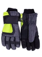 Rękawiczki - Rękawiczki Narciarskie Chłopięce Pięciopalczaste Neonowy Zielony 18 Cm - miniaturka - grafika 1