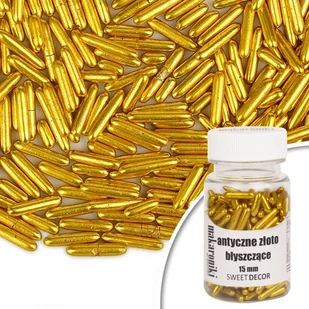 Posypka cukrowa MAKARONIKI błyszczące ANTYCZNE ZŁOTO Sweet Decor, 40 g - Dodatki do ciast w proszku - miniaturka - grafika 1