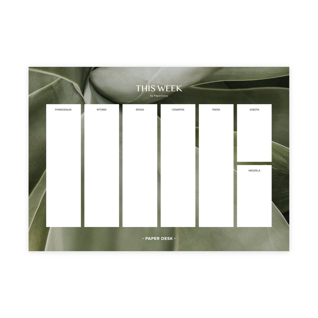 Tygodniowy planer biurkowy PaperDesk A4, 120 g/m2 - Growth