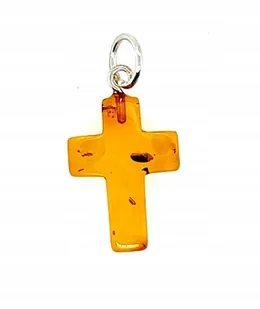 Wisiorek srebrny z bursztynem ZAWIESZKA ze srebra krzyżyk koniakowy - Wisiorki - miniaturka - grafika 1