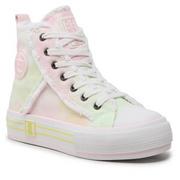 Trampki damskie - Trampki Big Star - LL274177  White/Pink/Yellow - miniaturka - grafika 1