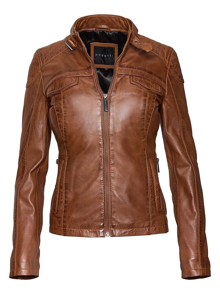 Bugatti Skórzana kurtka w kolorze jasnobrązowym