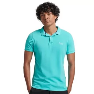 Superdry Vint Destroy Polo Bluza męska, Aruba Aqua, L - Bluzy męskie - miniaturka - grafika 1