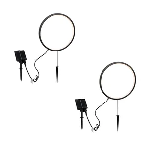 QAZQA Zestaw 2 czarnych lamp na szpikulec 60cm z wbudowanym akumulatorem LED i panelem słonecznym IP65 - Adalind - Lampy ogrodowe - miniaturka - grafika 1