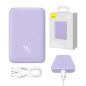 Powerbanki - Powerbank magnetyczny Baseus Magnetic Mini 10000mAh, USB-C 20W MagSafe (fioletowy) - miniaturka - grafika 1