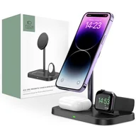Stacje dokujące do telefonów - Tech-Protect Ładowarka indukcyjna Qi15W A22 3IN1 Magnetic Magsafe Wireless Charger, czarna - miniaturka - grafika 1