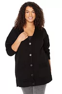 Swetry damskie - Trendyol FeMan Plus Size luźny krój Shift dekolt w serek dzianina plus size kardigan, czarny, 5XL, Czarny, 5XL duże Rozmiary - miniaturka - grafika 1