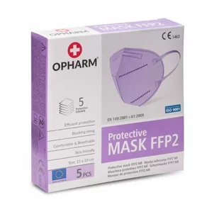 OPHARM Maska Ochronna FFP2 fioletowa, 5szt. - Maseczki antysmogowe - miniaturka - grafika 1