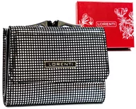 Portfele - Mały portfel damski z cekinami skórzana portmonetka na bigiel Lorenti, czarny - miniaturka - grafika 1
