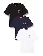 Koszulki męskie - JACK & JONES T-shirt męski, Czarny/opakowanie: czarny + biały + granatowy (S), L - miniaturka - grafika 1