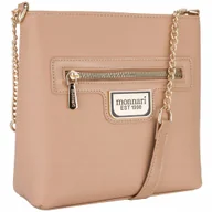 Torebki damskie - TOREBKA BE��OWA LISTONOSZKA MONNARI KIESZONKI LOGO - miniaturka - grafika 1