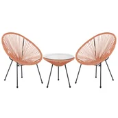 Meble ogrodowe - Zestaw mebli balkonowych z technorattanu pomarańczowy ACAPULCO II - miniaturka - grafika 1
