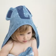 Okrycia kąpielowe dla dzieci - Trixie, Bawełniany ręcznik z kapturem Słonik, niebieski, 75 x 75 cm - miniaturka - grafika 1
