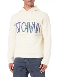 Swetry męskie - Just Cavalli Sweter męski, 102j biały żakard, S - grafika 1