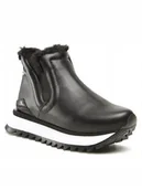 Botki damskie - GIOSEPPO CZARNE BOTKI Z FUTERKIEM NA PŁASKIEJ BIAŁEJ PODESZWIE 38 6AA - miniaturka - grafika 1