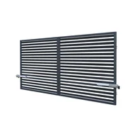 Ogrodzenia - Polargos Brama Bryza 2-skrzydłowa z napędem antracyt 400 x 150 cm - miniaturka - grafika 1