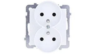 LEDart podwójne z uziemieniem, bez ramki - Ospel As GP-2GRZ/m/00, kolor biały, 16A/250V - Gniazdka elektryczne - miniaturka - grafika 2