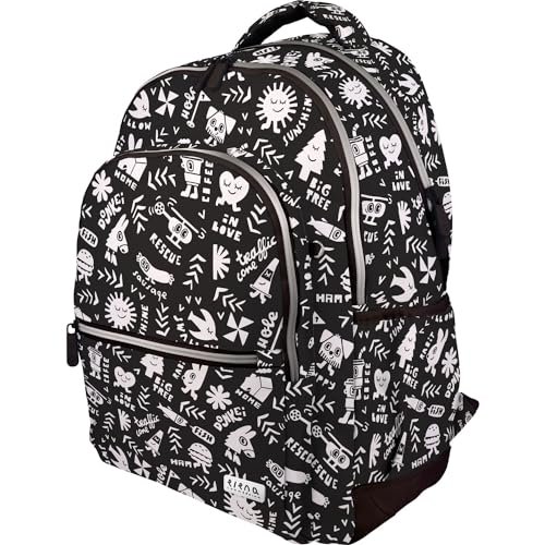 Grafoplás Plecak szkolny z trzema przegródkami 33x46x22,5cm Wyściełana powierzchnia na laptopa Model Rubber Elements Design Elena Corredoira Możliwość dostosowania do wózka Idealny dla