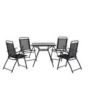 Meble ogrodowe - Beliani Meble ogrodowe czarne - balkonowe - stół z 4 krzesłami - stal - LIVO - miniaturka - grafika 1