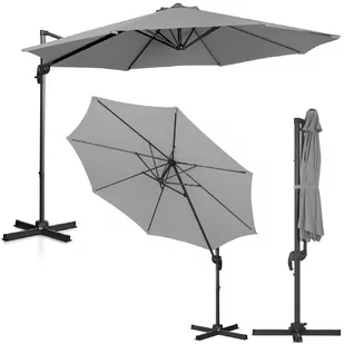 Uniprodo Parasol ogrodowy wiszący ciemnoszary okrągły 300 cm uchylny UNI_UMBRELLA_2R300DG_N - Parasole ogrodowe - miniaturka - grafika 1