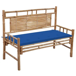 vidaXL Ławka ogrodowa z poduszką, 120 cm, bambusowa 3063886 - Ławki ogrodowe - miniaturka - grafika 1