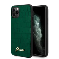 Etui i futerały do telefonów - Guess Croco Case - Etui iPhone 11 Pro Dark Green - miniaturka - grafika 1