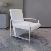 Fotele - vidaXL Biały fotel z chromowanymi elementami - miniaturka - grafika 1