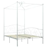 Łóżka - Białe podwójne łóżko z baldachimem 160x200 cm czarna - miniaturka - grafika 1