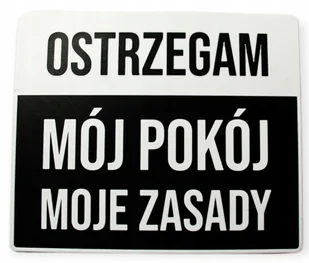 Tabliczka na drzwi Mój pokój moje zasady Czarna - Tablice i flipcharty - miniaturka - grafika 1