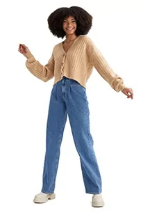 DeFacto Kardigan normalny krój dla kobiet kardigan na topy damski (beżowy, XS), beżowy, XS - Swetry damskie - miniaturka - grafika 1