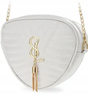 Torebki damskie - Mała Torebka Listonoszka Pikowana Chanelka Biała - miniaturka - grafika 1